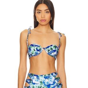 NWT Agua Bendita x REVOLVE Donna Underwire Top in Blue Waves Medium